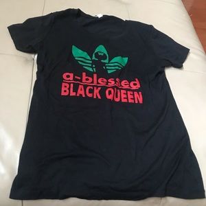 Women’s a-blessed Black Queen Tee Shirt Top, XL